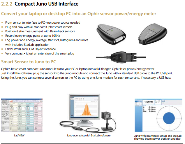 Juno數據連接器 Ophir PC接口