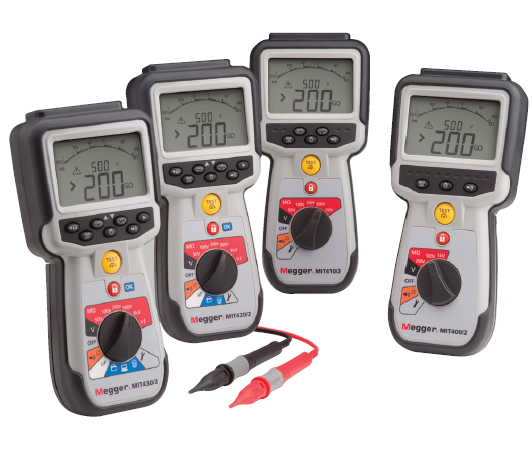 Megger MIT400/2絕緣電阻測試儀 MIT400 mk2 系列絕緣和連續性測試儀，不但適于進行電氣和工業測試，而且還適合異常廣泛的應用，包括電氣安裝、電纜測試、發動機測試、汽車、ESD、儀表板制造、維護，等等。 已通過反饋控制測試電壓增強絕緣測試功能，以便將過電壓限制在2%，而不是業內標準的 10-20% 的范圍內。 已添加可變量程，這樣可以在需要使用不出現在普通量程中的特定于應用的測試電壓時，以 1 V 步幅選擇 10 V 和 1000 V 之間的電壓。 連續性測試現在快了很多，并且用一個在 0.01 Ω 和 1.0 MΩ 之間自動選擇量程的功能取代了“ohms”和“kOhms”量程。 200 mA 和20 mA 測試選項都保留了下來。 這些新儀器有經過重新設計的手提箱、背面支架和 6 節電池的電池盒（另有一個保險絲入口），將會取代原先的 MIT400 儀器。 所有儀器都經過二次成型，以改善保護效果，并達到 IP54 耐候等級。 絕緣電阻測試： 其穩化絕緣測試電壓的準確度現在可達 +2% -0%。 與業界標準的+20% 的準確度相比，可以產生更準確的測試電壓，但沒有過電壓損壞電路或元件的風險。 在整個測試量程中，其輸出電壓均可保持在 0 和 2% 之間。 如果需要使用非標準測試電壓，則可通過可變量程在 10 V 到 1000V 的范圍內選擇確切的測試電壓，但要受限于同一穩化輸出控件。 Megger MIT400/2絕緣電阻測試儀特性包括： 適用于電氣和工業測試測試 進行量程達到 1000 V 和 200 GΩ 的絕緣測試 穩化絕緣測試電壓（新特性） 單個量程，連續性測試較快，測試量程從 0.01 Ω 到 1MΩ（新特性） 絕緣測試電壓可從 10 V 調到 1000V（新特性） 600 V 真有效值交流電和直流電電壓測量 測試結果存儲和 Bluetooth? 下載 帶電電路檢測和保護 適用于市電和汽車充電的可充電選件（新特性） 四類 600 V 和 IP54 測試電壓（新特性）*- 50 V、100 V、250 V、500 V 和 1000 V。 可變測試電壓（新特性）*- 測試電壓可調，可從 10 V 調到 1000 V。 測試電壓準確度為 2%- 輸出測試電壓保持在公差或 -0% +2% 的范圍內  “PASS”（通過）/“FAIL”（未通過）顯示（新特性）*- 顯示的“PASS”（通過）/“FAIL”（未通過）狀態取決于閾值電壓 穩化測試電壓- 電壓經過反饋控制，可確保電壓在整個測試量程內一直都符合規范 測試電壓顯示（新特性）- 實際測試電壓顯示在較小的數字讀出器中，而測量結果則顯示在較大的數字顯示屏中。 量程顯示（新特性）*- 選擇過程中會顯示測試量程 測量電壓顯示- 測試過程中會顯示測量電壓 模擬弧度顯示- 顯示屏也可顯示模擬弧度，以重現動圈顯示設備的響應。 MIT400 量程：其量程涵蓋四種儀器： MIT400/2: 250 V、500 V 和 1000 V MIT410/2: 50 V、100 V、250 V、500 V 和 1000 V +PI、DAR MIT420/2: 50 V、100 V、250 V、500 V 和 1000 V +PI、DAR + VAR（新特性）和結果存儲 MIT430/2: 50 V、100 V、250 V、500 V 和 1000 V +PI + DAR + VAR（新特性）+ 藍牙下載 Megger MIT400/2絕緣電阻測試儀 絕緣測試電壓范圍 400 410 420 430 480 481 485 40X 10-100V可變（2G-20GΩ）               ■ 50V   ■ ■ ■ ■ ■ ■   100V   ■ ■ ■ ■ ■ ■   250V ■ ■ ■ ■   ■ ■   500v ■ ■ ■ ■   ■ ■   1000v ■ ■ ■ ■   ■ ■   以上儀器絕緣測試                 絕緣范圍 20G 100G 200G 200G 100G 200G 200G 2-20G 泄漏電流顯示   ■ ■ ■   ■ ■ ■ INS測試電壓顯示 ■ ■ ■ ■ ■ ■ ■ ■ 連續性測試                 200mA(0.01-200Ω) ■ ■ ■ ■ ■ ■ ■ ■ 可變輸出電流200mA/20mA ■ ■ ■ ■ ■ ■ ■ ■ 蜂鳴器 ■ ■ ■ ■ ■ ■ ■ ■ KΩ檔測試量程999K ■ ■ ■ ■   ■ ■   電壓                 電路帶電電壓警告 50V ■ ■ ■ ■       ■ 電路電帶電壓警告 75V         ■ ■ ■   默認為電壓表 ■ ■ ■ ■ ■ ■ ■ ■ TRMS測試達到600V ■ ■ ■ ■ ■ ■ ■ ■ 其余測量范圍                 頻率 40Hz到400Hz   ■ ■ ■   ■ ■ ■ 電容 (0.1nF到10μF)     ■ ■   ■ ■   特性                 背光顯示 ■ ■ ■ ■ ■ ■ ■ ■ 電池狀態顯示 ■ ■ ■ ■ ■ ■ ■ ■ PI-DAR測試   ■ ■ ■   ■ ■   測試按鈕帶鎖定功能 ■ ■ ■ ■ ■ ■ ■   帶蜂鳴器     ■ ■       ■ 電源自動關斷 ■ ■ ■ ■ ■ ■ ■   TNV3         ■ ■ ■   測試數據                 測試數據藍牙傳輸       ■     ■   測試數據存儲     ■     ■  